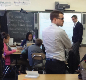 John Strong and Paul Herdman observe classes at MS 442 in NYC
